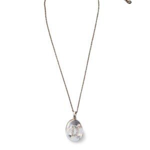 Brilliant Silver Tone Initial "D" White Topaz Pendant Chain Necklace JW1535